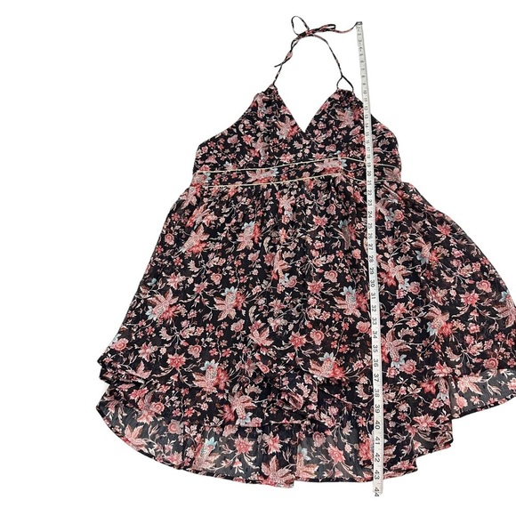 Express Black Floral Metallic Tiered Ruffled Spaghetti Straps Mini Dress Sz XL - Picture 12 of 15